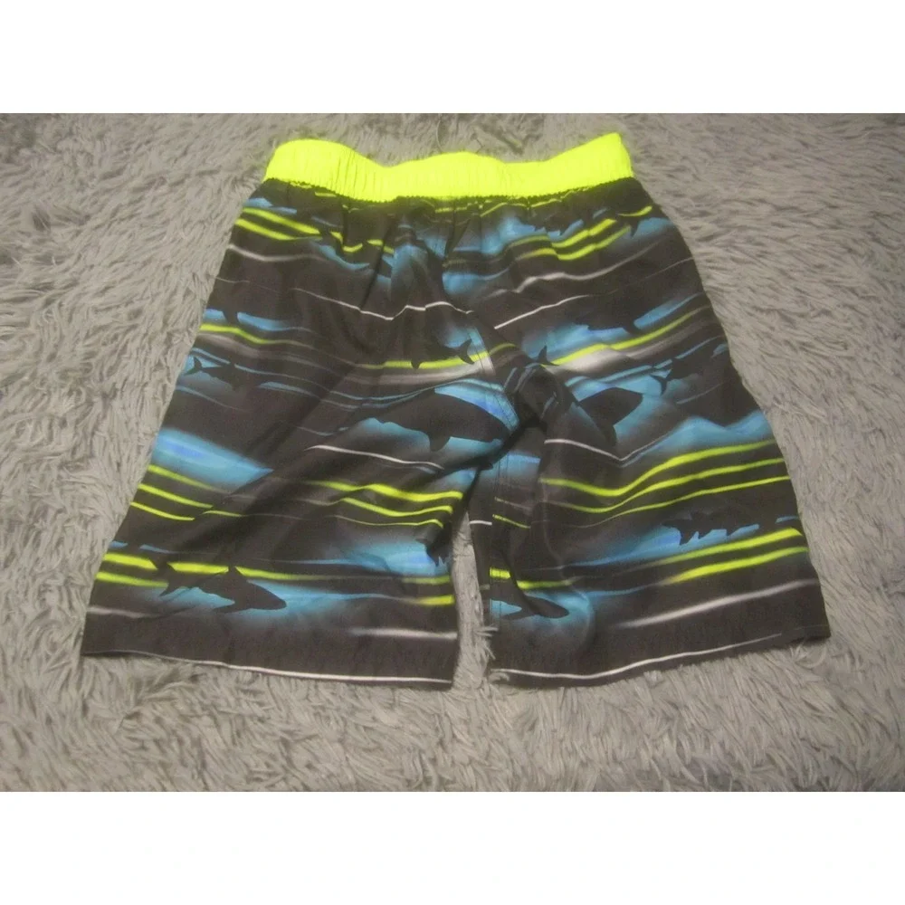 Zero Xposure Shorts Boys Large Black Green Swim Trunks Swimwear Board Rec
